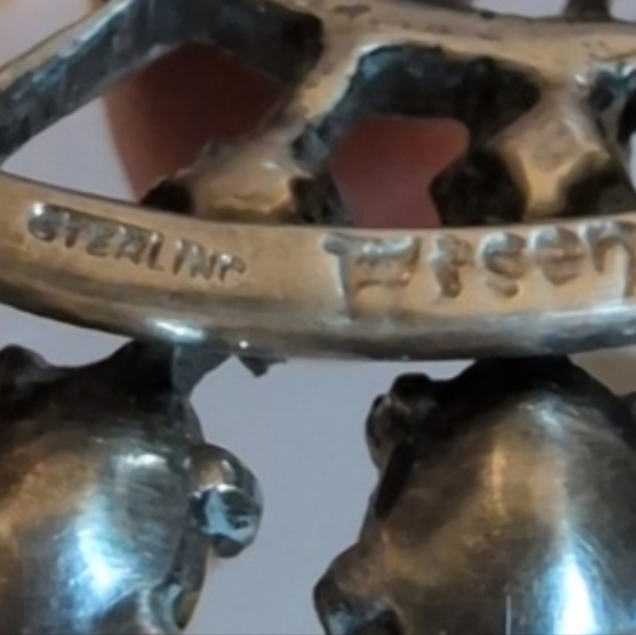 Vintage Eisenberg Sterling Silver Clear Rhinestone Fur Clip Signed Art Deco - Picture 8 of 9